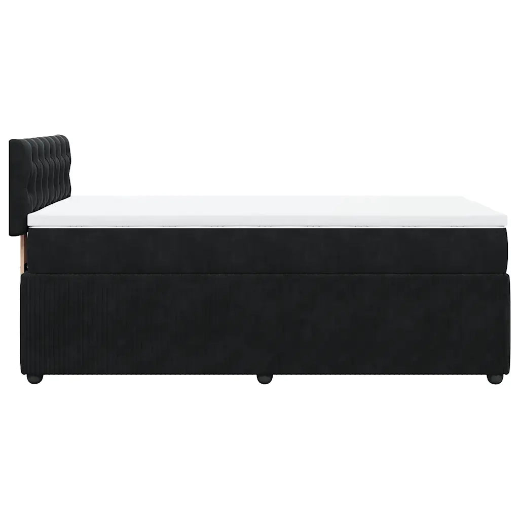 Giroletto a Molle con Materasso Nero 90x200 cm in Velluto