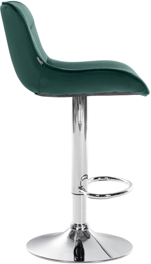 Set di 2 sgabelli da bar Vonore in velluto verde,cromo