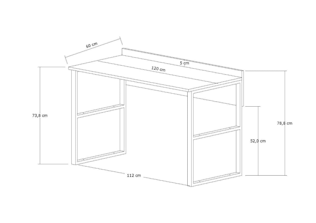 Scrivania in legno "Rana" - 120 x 75 x 60 cm - Noce, Nero