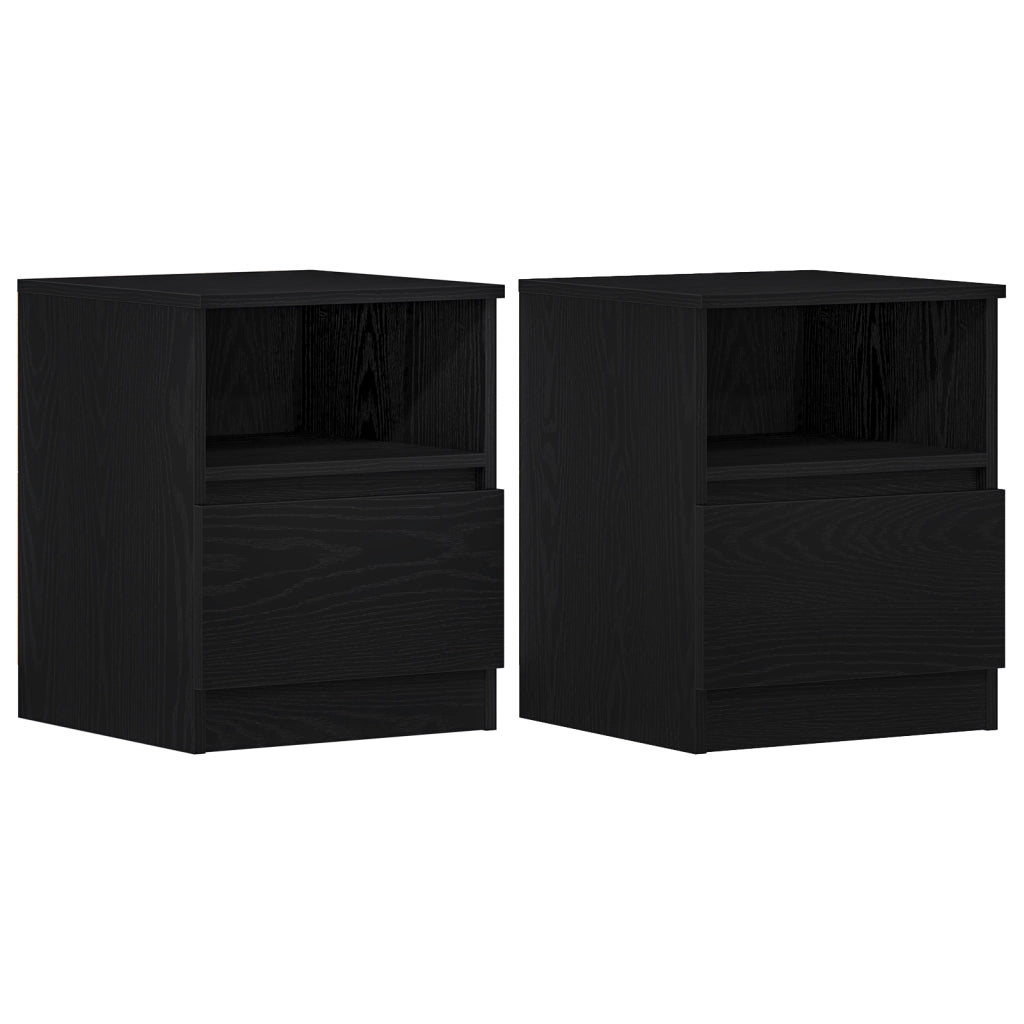 ComÃ² da letto 2 pezzi Nero e Rovere 40x40x50 cm in legno ingegnerizzato