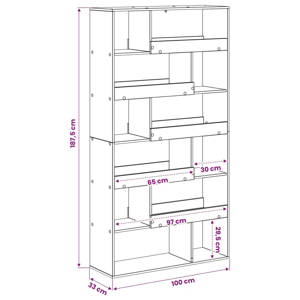 Scaffale per Libri Rovere nero 100 x 33 x 156,5 cm 3446641