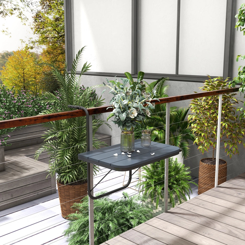 Tavolo pieghevole per balcone ¨C Zephmum ¨C Nero, alluminio, 60x40x55-64 cm