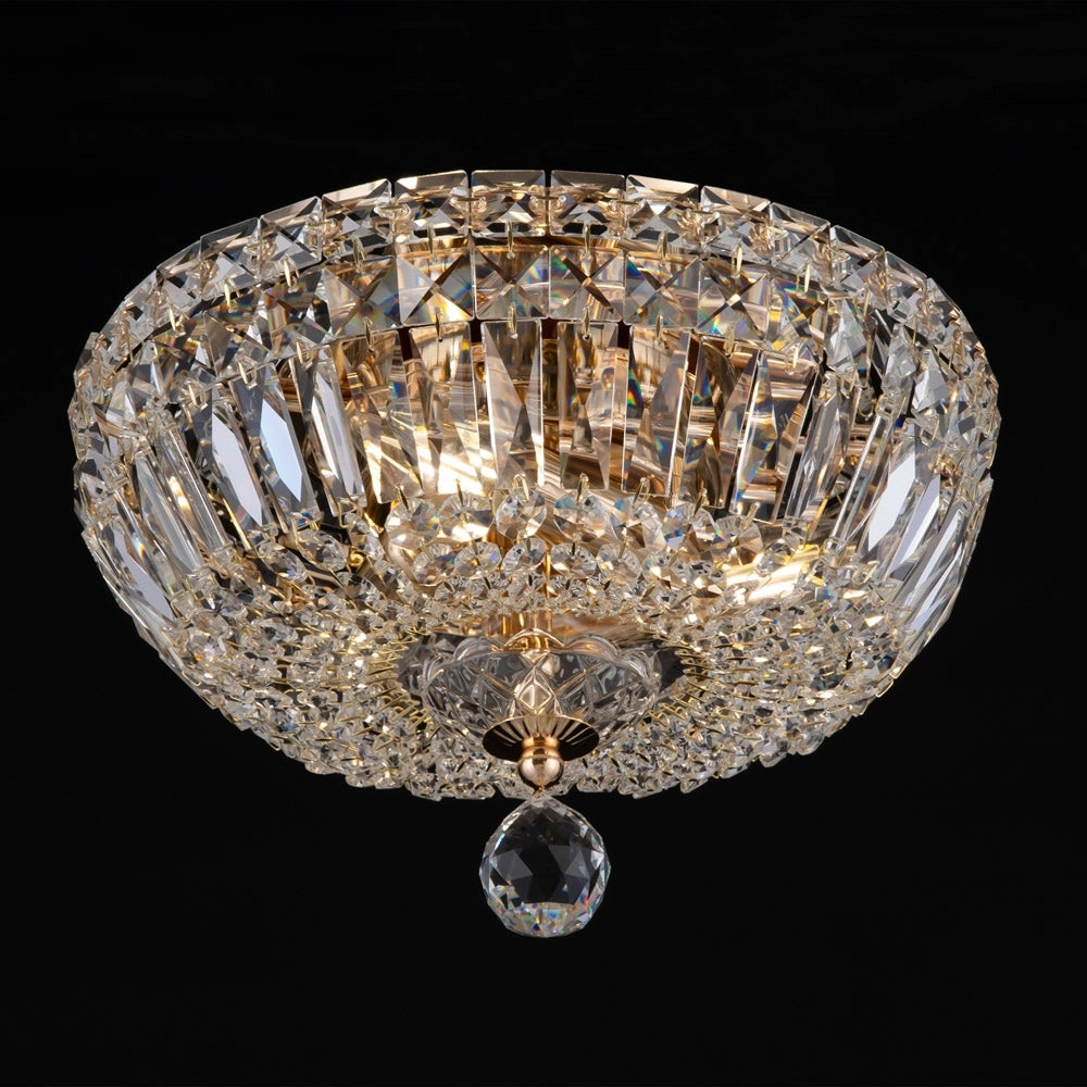 Plafoniera Contemporanea Basfor Metallo Oro 3 Luci Diffusori Tessile