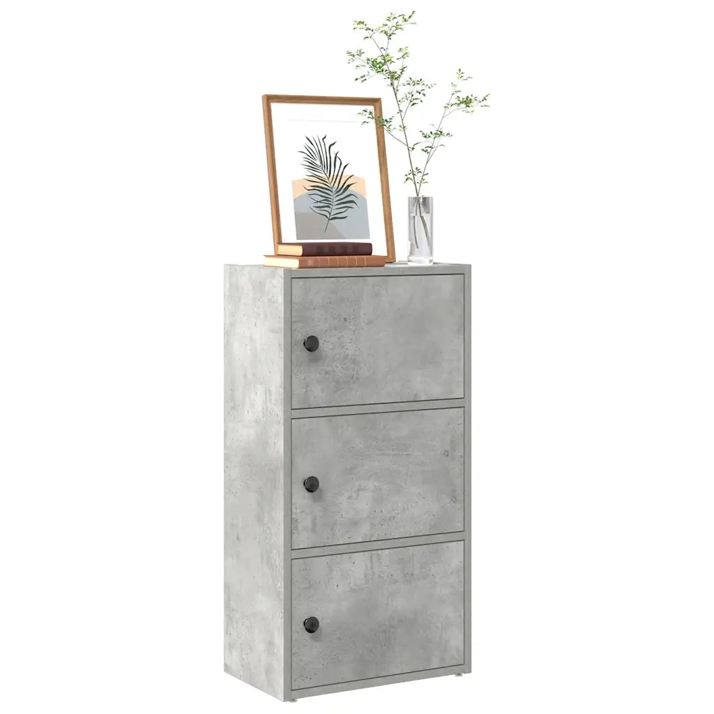 Libreria-Scaffale per Libri-Mobile di Stoccaggio Grigio Cemento 40x24x77 cm in Legno Multistrato