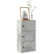 Libreria-Scaffale per Libri-Mobile di Stoccaggio Grigio Cemento 40x24x77 cm in Legno Multistrato