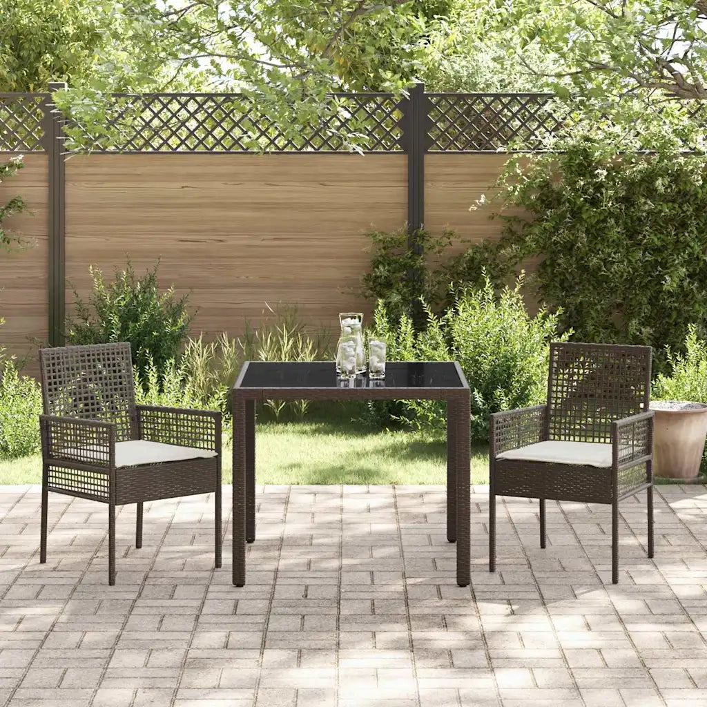 Set da Pranzo per Giardino 3 pz | Set Salotto da Giardino Marrone polyrattan
