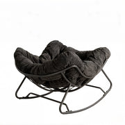Poltrona a dondolo in ciniglia nera 91x102，5x77 cm per salotto e balcone