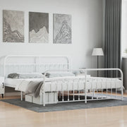 Giroletto con Testiera e Pediera-Struttura Letto Metallo Bianco 200x200 cm 391238