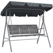 DONDOLO DA GIARDINO A 3 POSTI IN METALLO CON TETTO PARASOLE RIMOVIBILE, 171X108X154 CM, GRIGIO SCURO