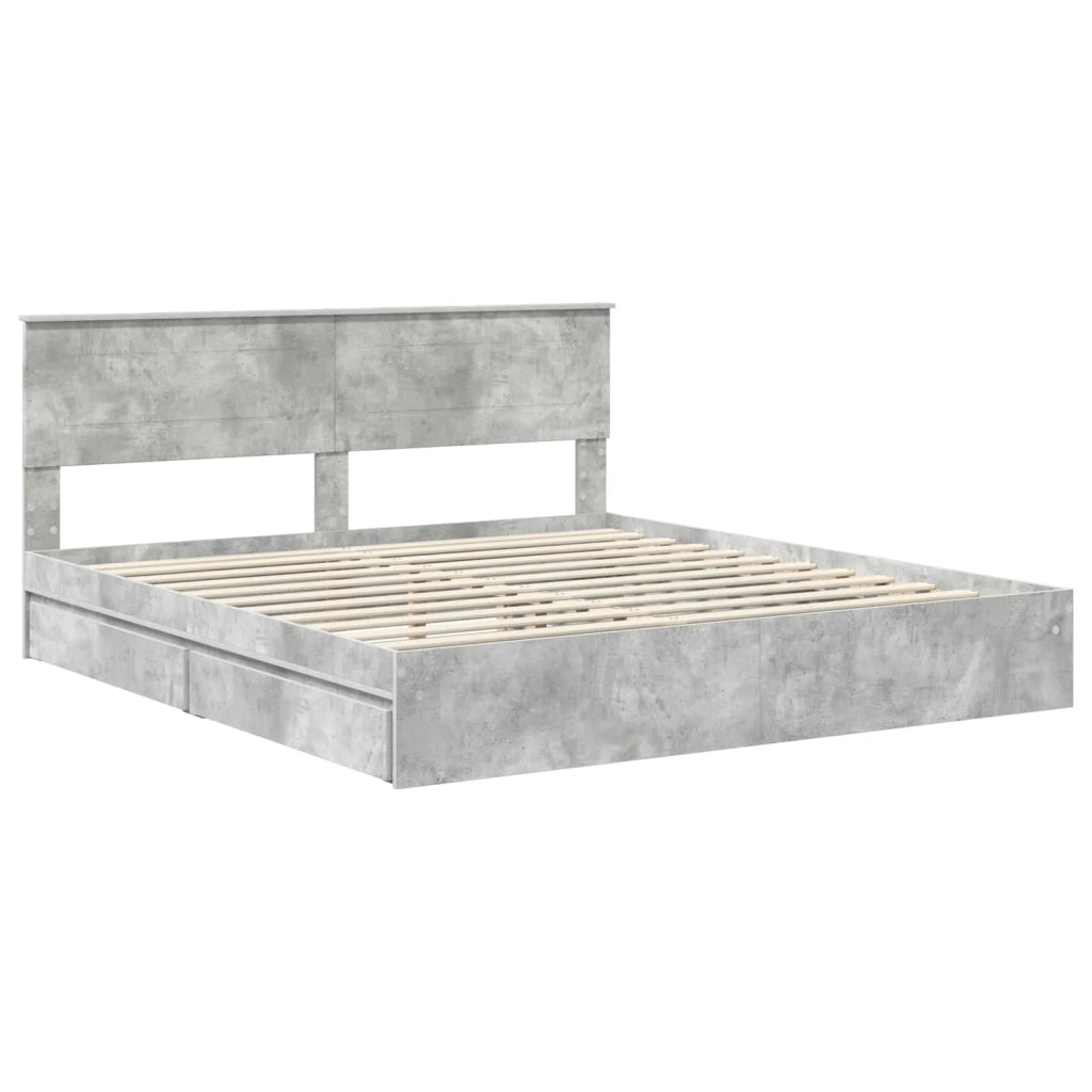 Letto con Contenitore con testiera Grigio cemento 200 x 200 cm 3408427