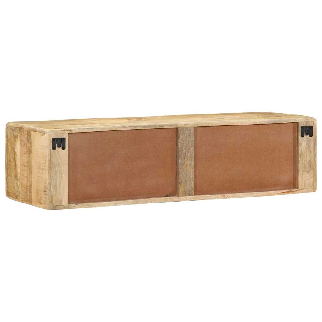 Mobile TV a parete 100 x 32 x 25 cm con 3 cassetti salvaspazio design contemporaneo in legno massello di mango grezzo 02_0058068