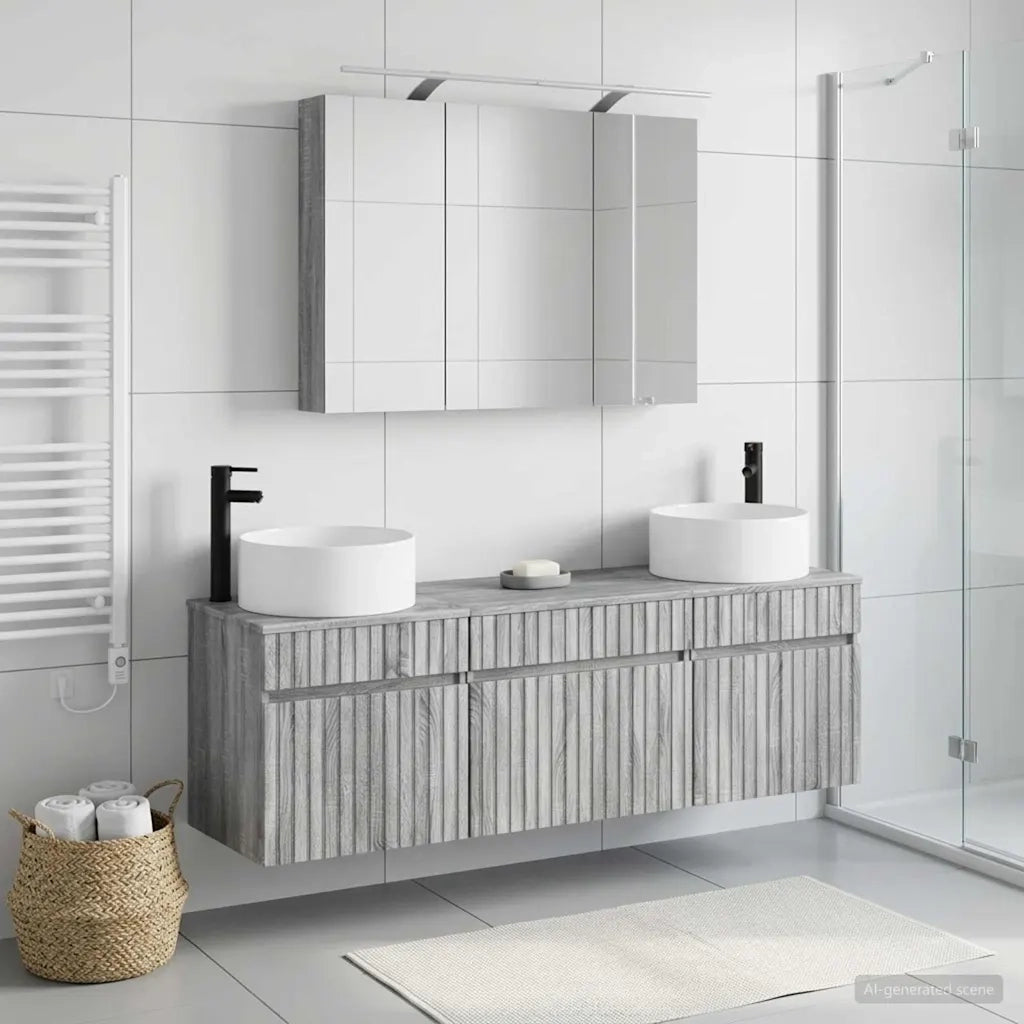 Set di Armadi da Bagno 4 pcs Sonoma grigio 100 x 14,5 x 70 cm 3406660