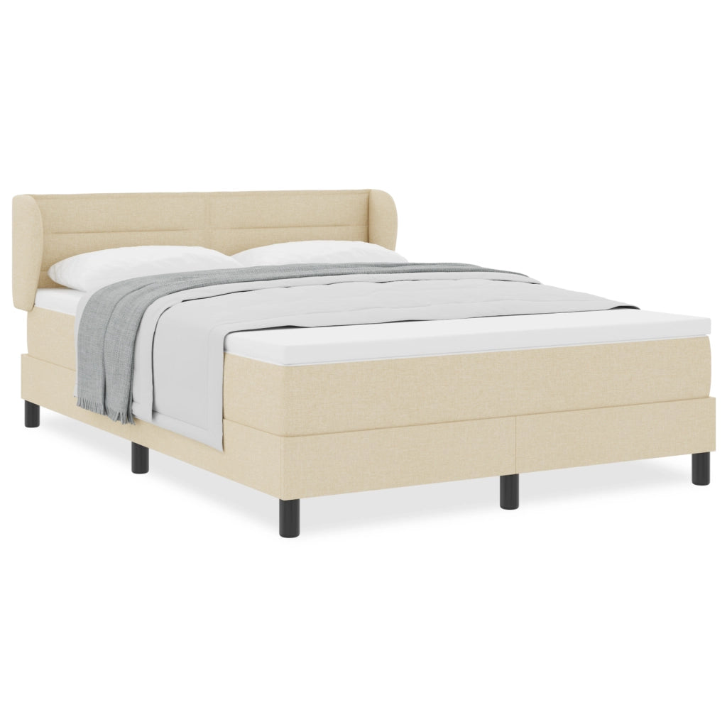 Letto Box Spring con Materasso Crema 140x190 cm Tessuto