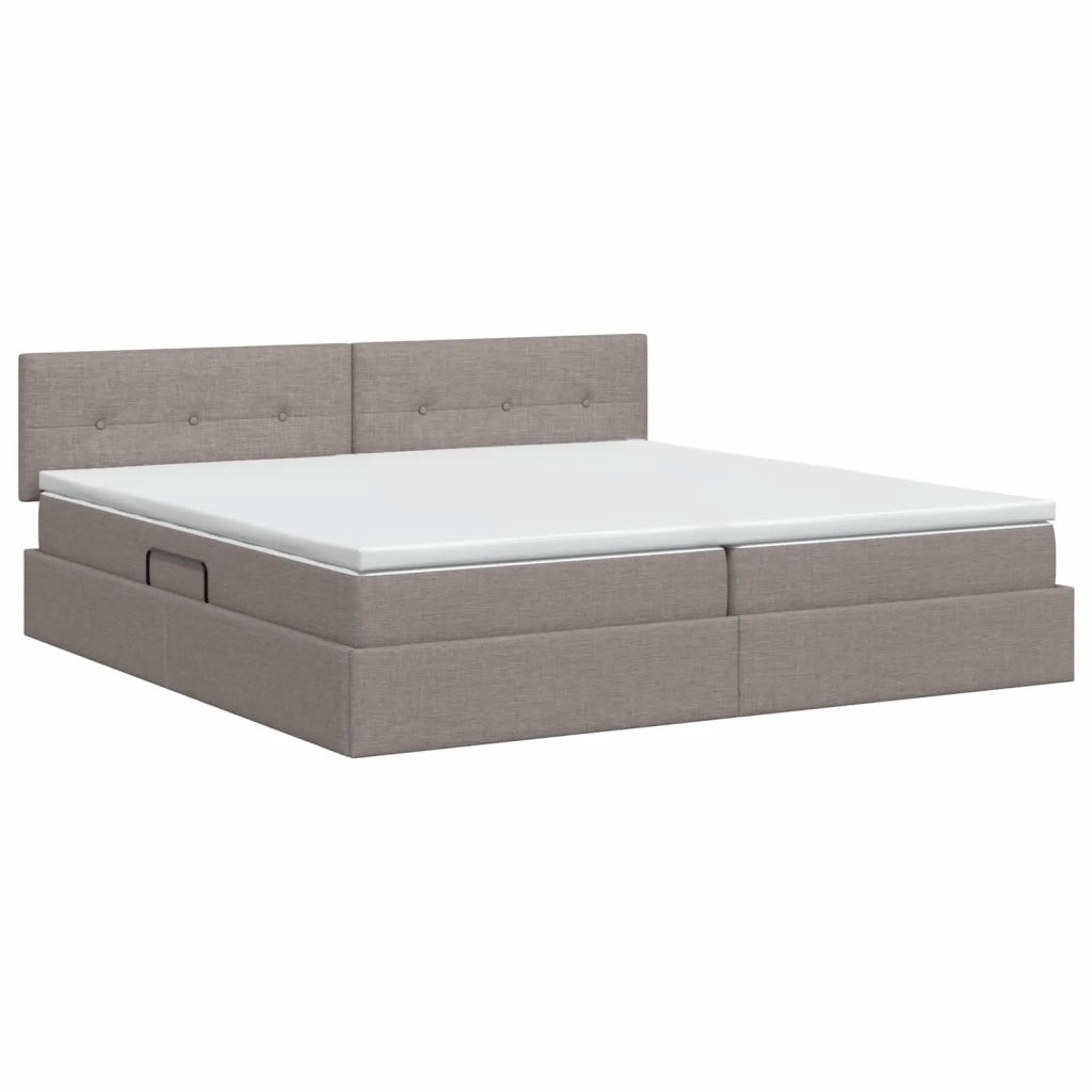 Letto con contenitore e materasso Tortora 200 x 200 cm Velluto 3458646