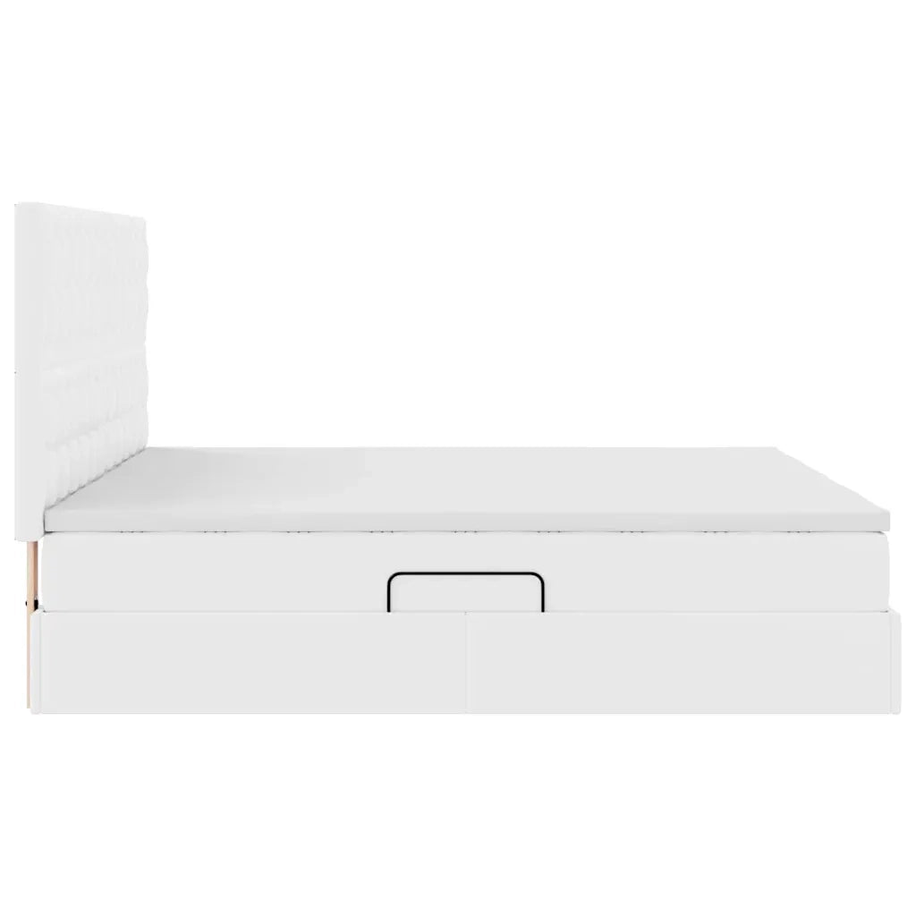 Letto con contenitore e materasso Bianco Puro 200 x 200 cm 3372182
