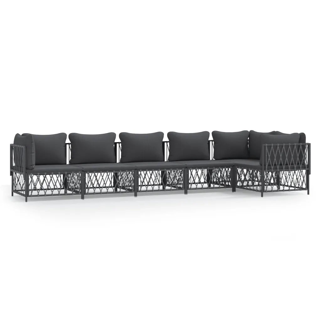 Set Salotto da Giardino 6 pz con Cuscini in Acciaio Antracitecod mxl 76606