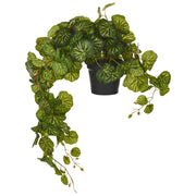 Pianta artificiale in vaso appesa Verde e nero sintetico 37 cm Materiale accessorio decorativo per interni