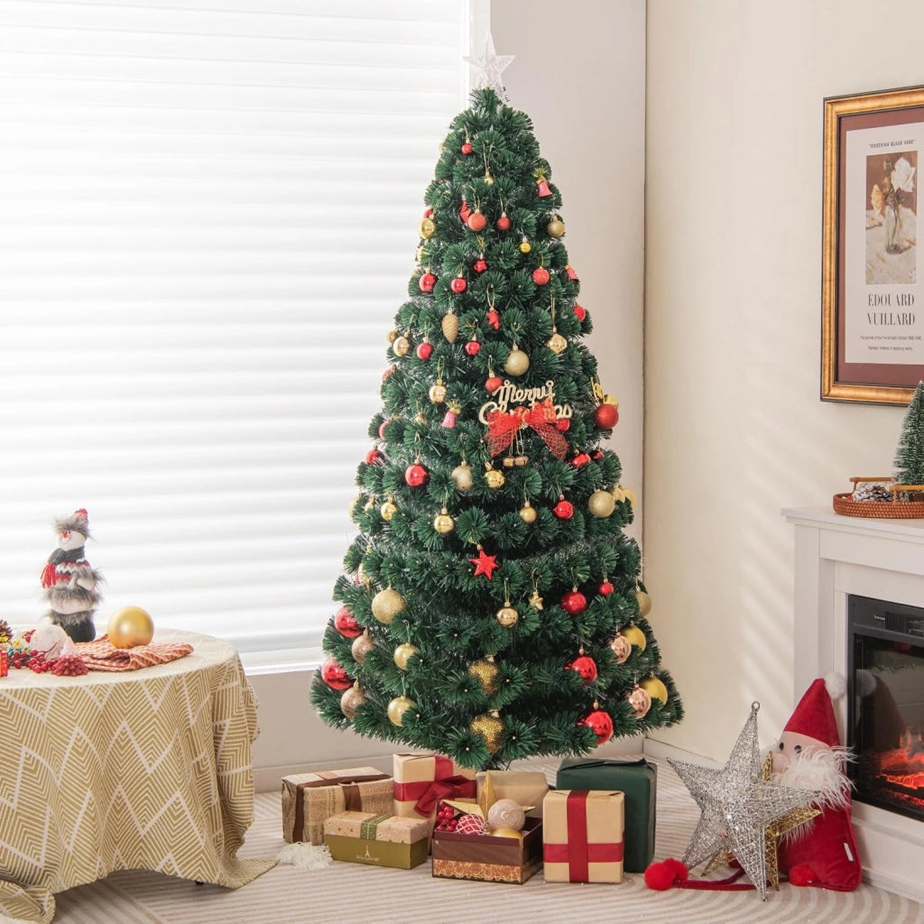 Albero di Natale 150/180 cm, Albero di Natale Artificiale con 170/230 Luci LED, 170/230 Rametti in PVC, Stella Luminosa e 8 Modalità di Illuminazione per Casa, Ufficio e Negozio (180 cm)