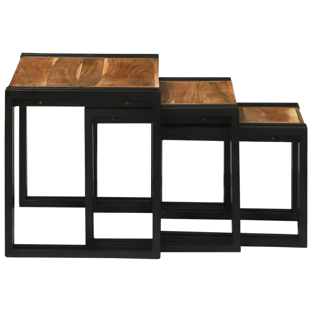 Tavoli da annidamento 3 pcs in legno massello di acacia