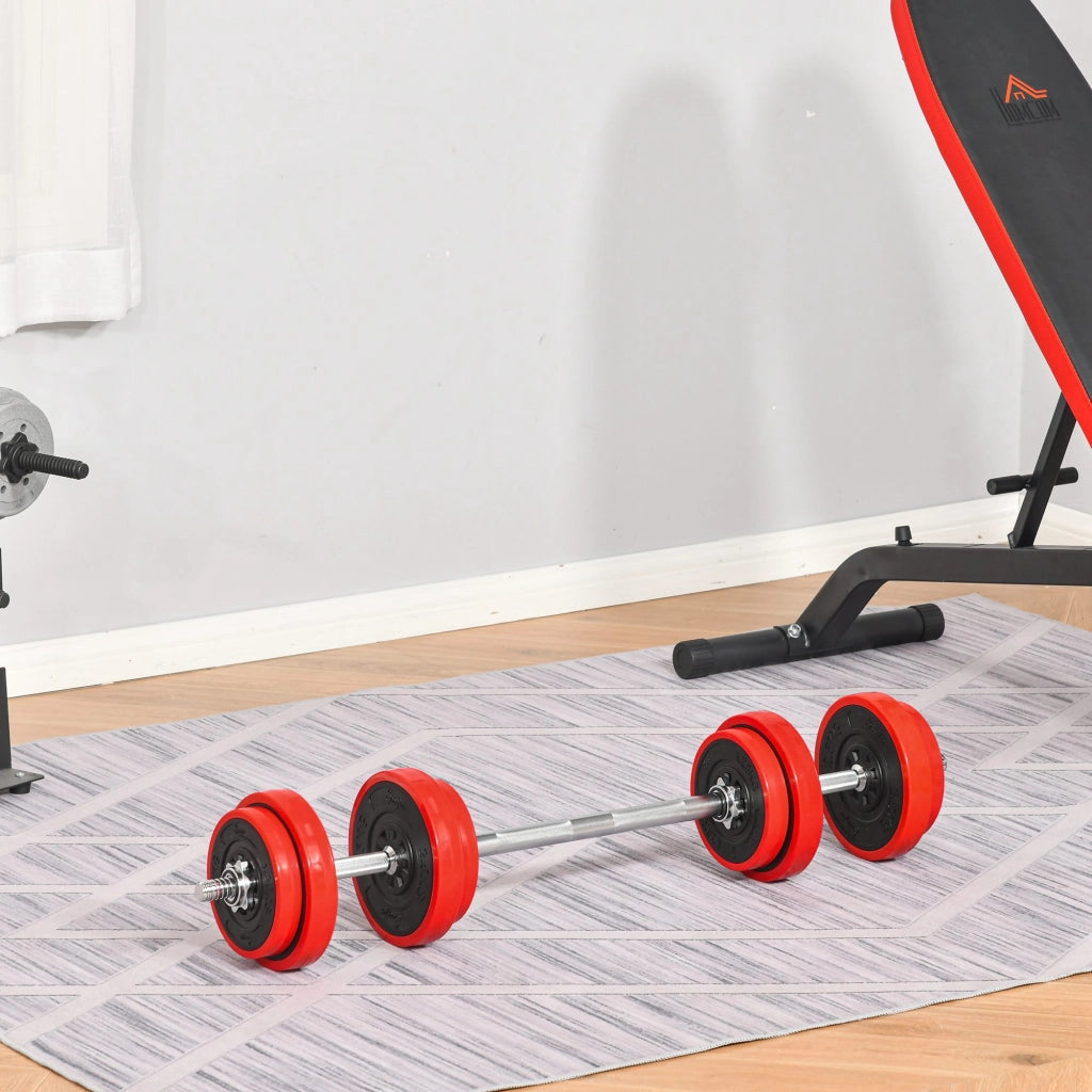 Set manubri 2 in 1 da 20 kg ¨C zephmum ¨C disco plastica antigraffio rosso nero