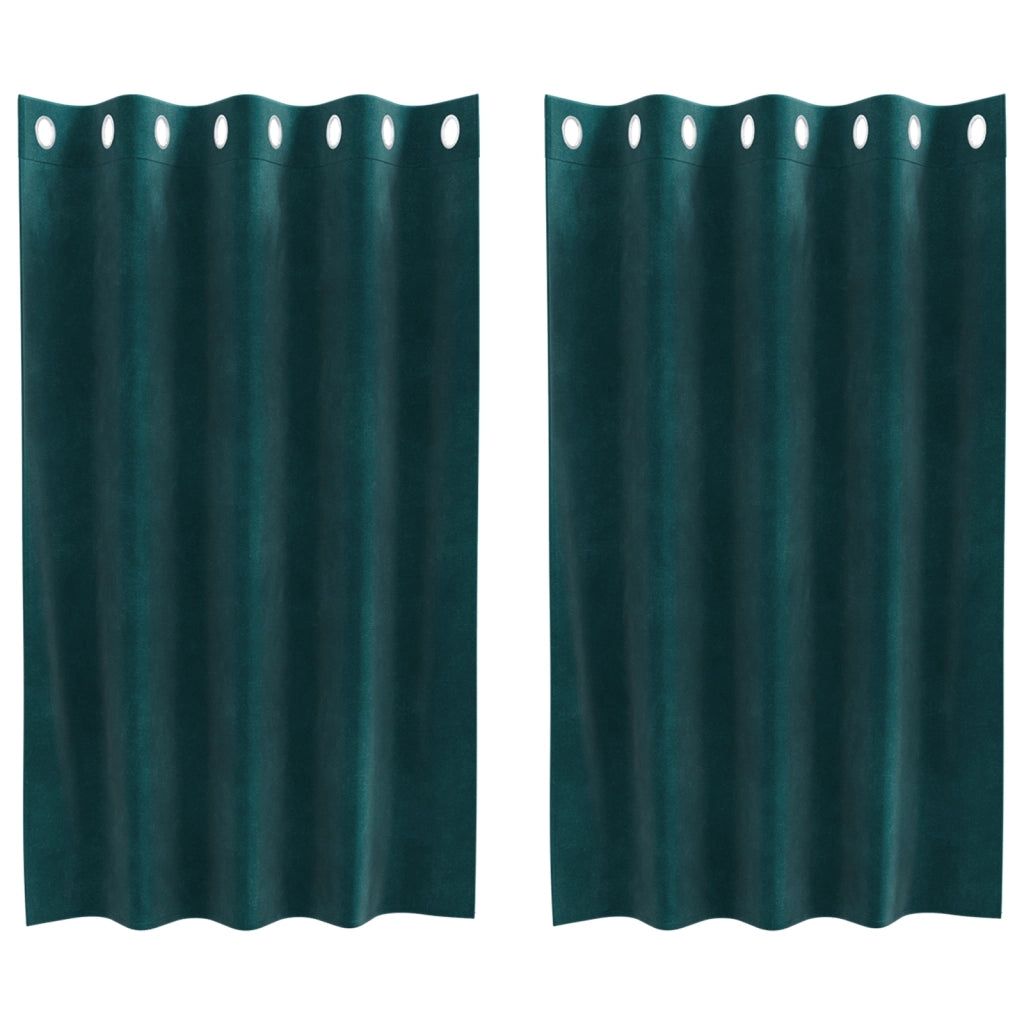 Tende oscuranti  con occhielli 2 pezzi Verde scuro in velluto