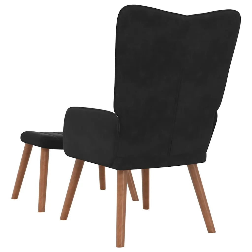Divano Sedia-Poltrona Relax con Poggiapiedi Nero in Velluto 353702