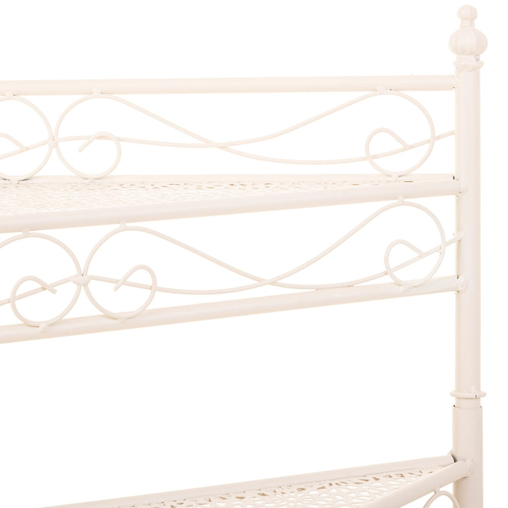 Supporto 3 ripiani per pentole in ferro battuto bianco 55x30x61