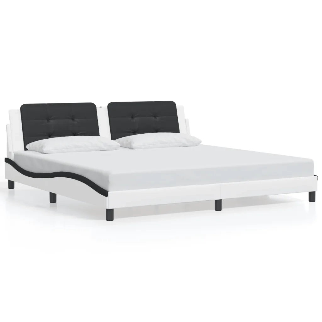 Giroletto con Luci LED Bianco e Nero 200x200 cm in Similpelle