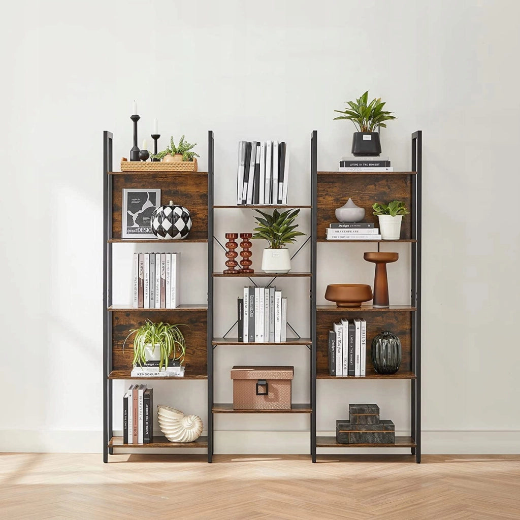 Libreria a Doppia Struttura Loft in Stile Industriale e Legno Rustico