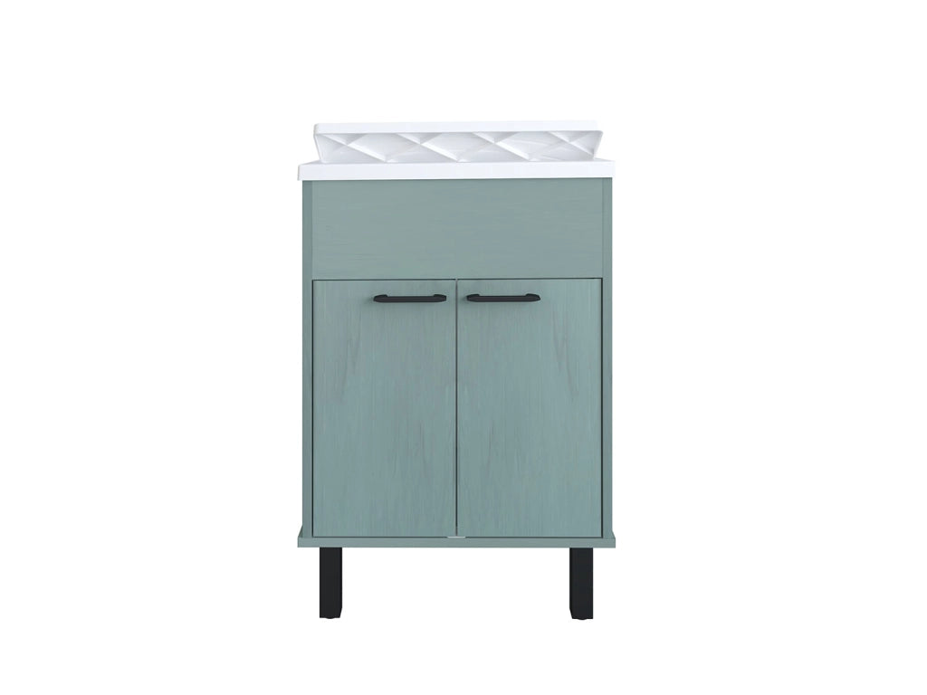 Mobile Lavatoio Smeraldo 60x50x85 cm con Vasca in PP Struttura in PVC Verde Scuro