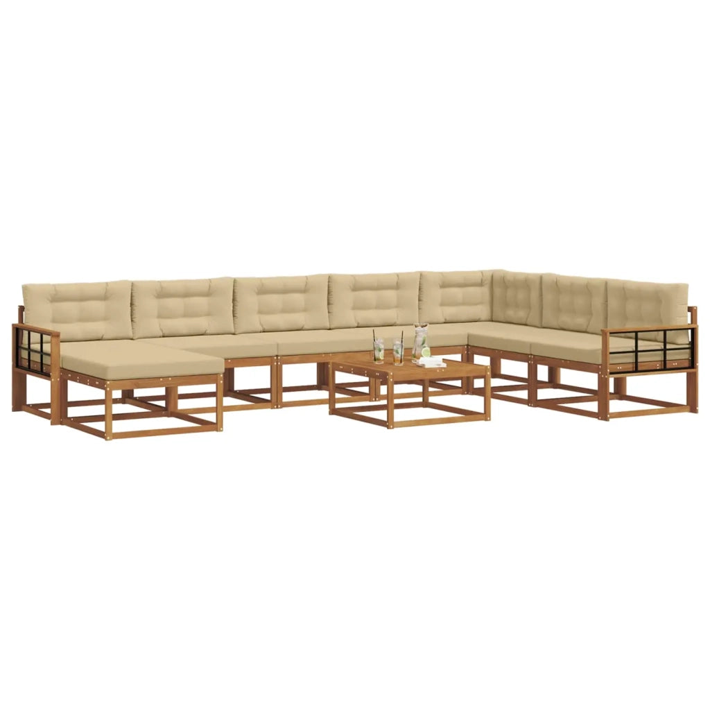 Set di divani da esterno con cuscino 9 pcs Naturale e Beige
