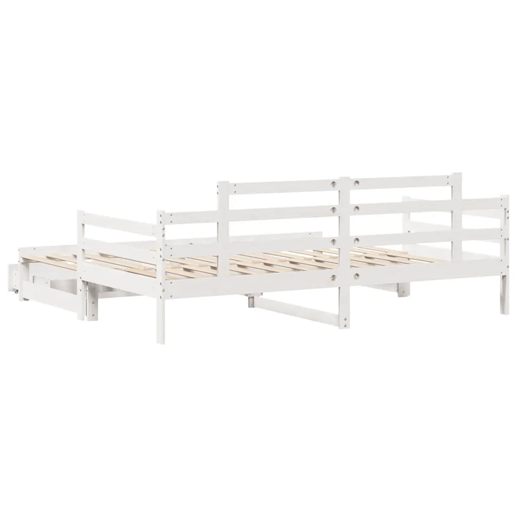 Letto singolo | Letto per adulti | Letto Estraibile con Cassetti senza Materasso Bianco 90x200 cm