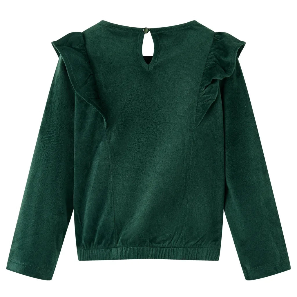 Camicetta da Bambina con Volant Verde Scuro 104 15107