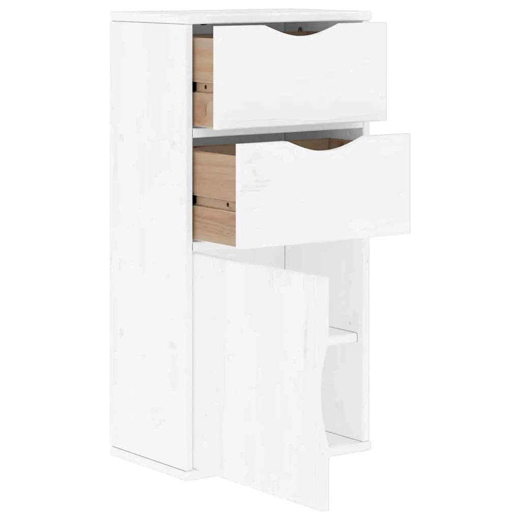 Mobiletto laterale in legno massello di pino 40 x 24 x 79 cm ampio spazio di archiviazione stile rustico finitura legno bianco 02_0058045