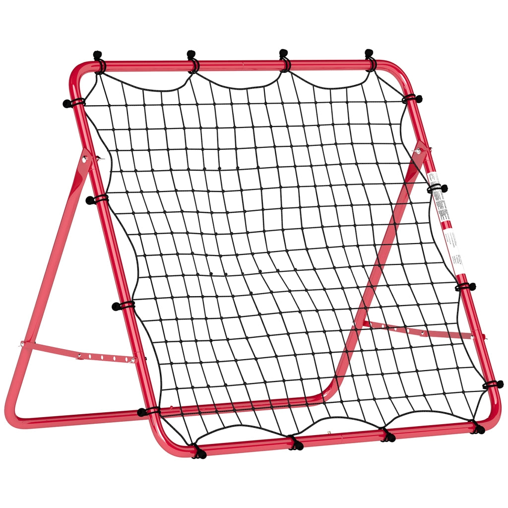 Rete Rebounder per Calcio 103x72x89 cm 5 Angolazioni Regolabili Telaio in Acciaio Rosso