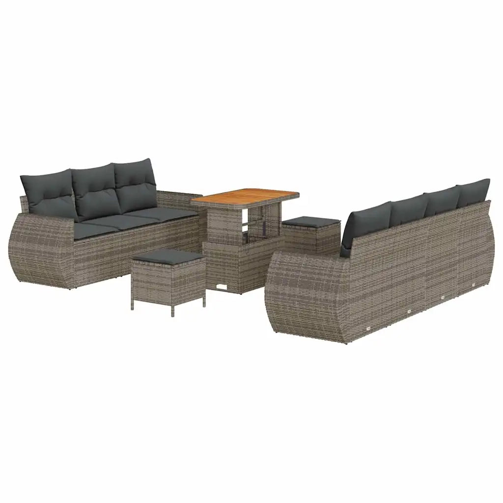 Set Divano da Giardino con cuscino 10 pcs Grigio polyrattan 3361843