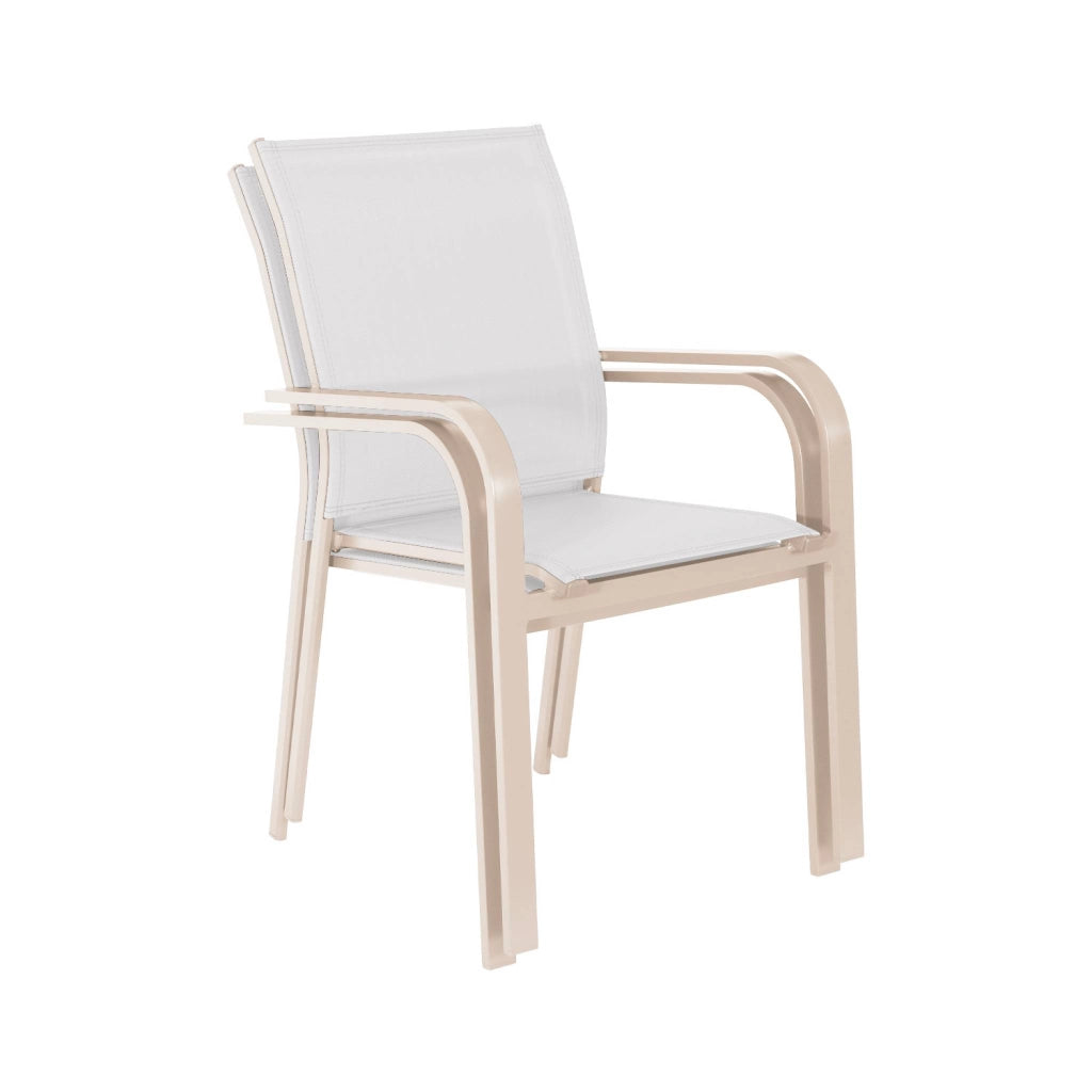 Set 2 sedie da giardino impilabili in alluminio e textilene, beige