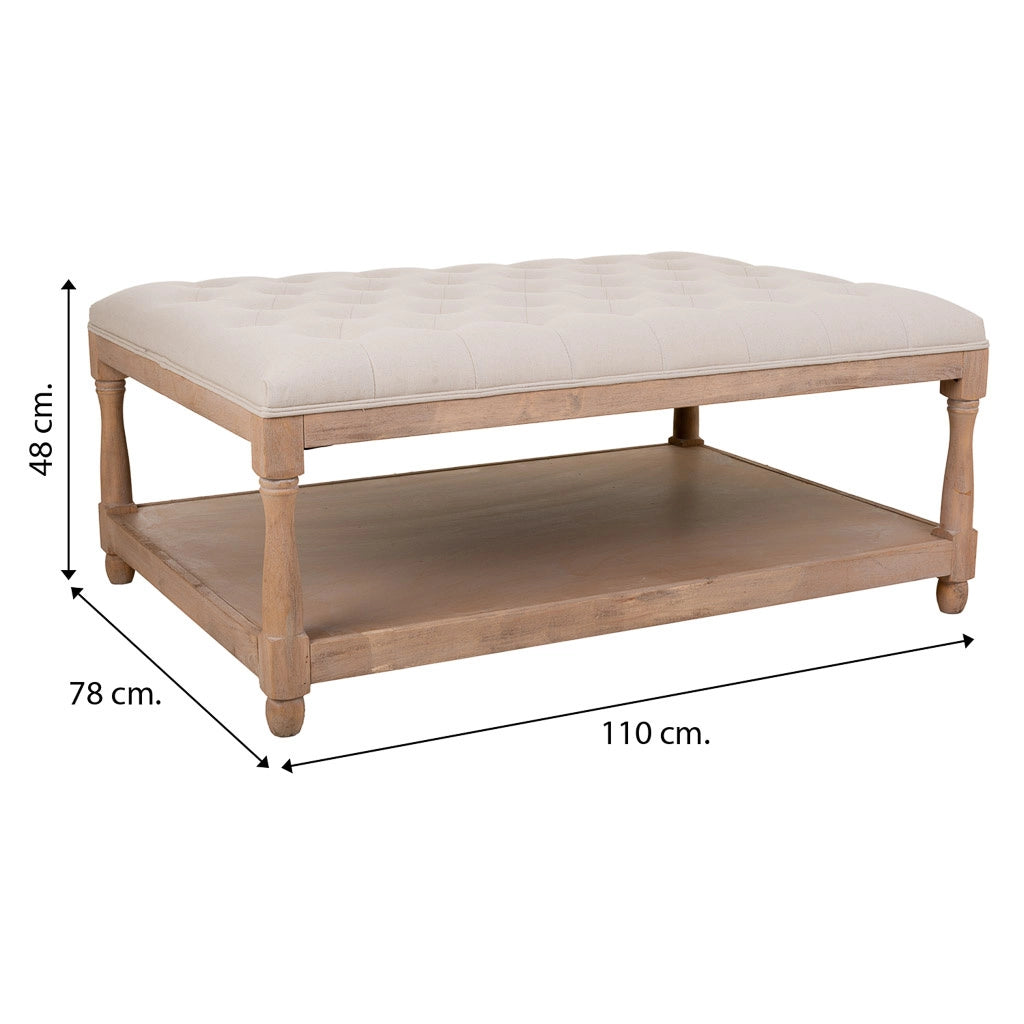 Sgabello imbottita in legno panna 110x78x48h