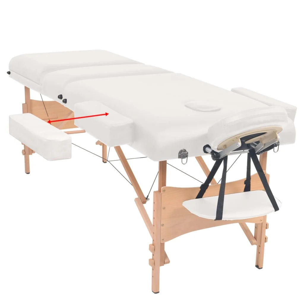 Lettino da massaggio pieghevole e sgabello spessore 10 cm bianco 02_0001864