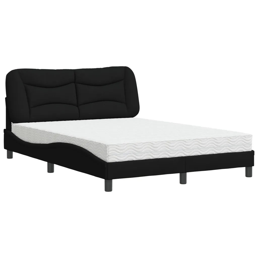 Letto con Materasso Hvar Nero 140x200 cm in Tessuto