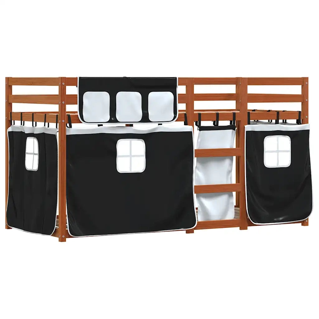 Letto a Castello senza Materasso-Struttura Letto a Castello Bianco e Nero 90x200cm in Pino 930432