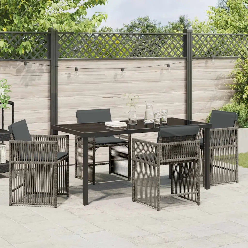 Set da Pranzo per Giardino 5 pcs Grigio polyrattan 3380779