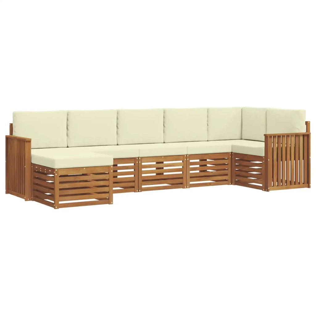 Set divano sezionale con cuscino 7 pcs Naturale e Crema 3375165