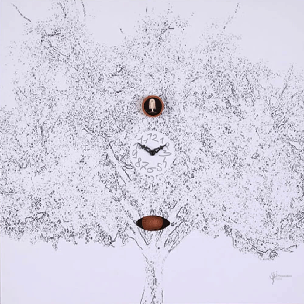 Orologio a Cucù da Parete 60X60X11Cm Pirondini Italia Albero Nero