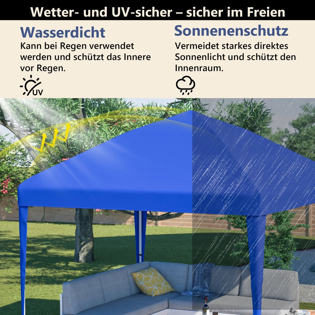 Gazebo 3x3m Pop-up Gazebo pieghevole regolabile in altezza Gazebo da giardino con 4 sacchi di sabbia e borsa da trasporto (blu)