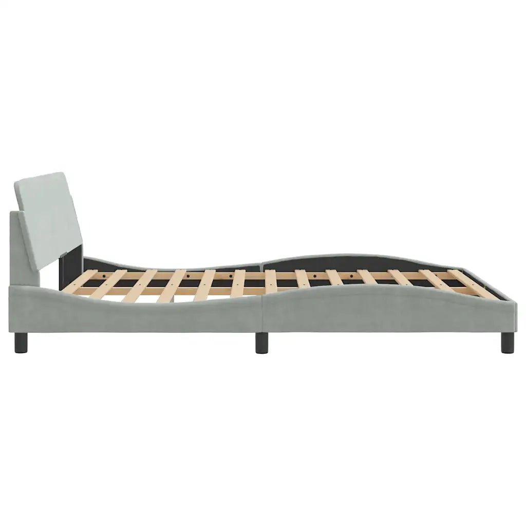 Letto matrimoniale | Letto per adulti | Giroletto Dover Grigio Chiaro 160x200 cm Velluto