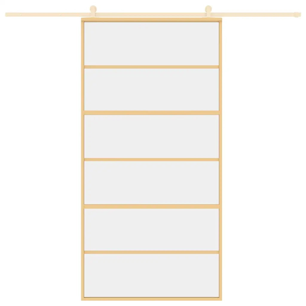 Porta Scorrevole Oro 102,5x205 Vetro Trasparente ESG Alluminio 155162