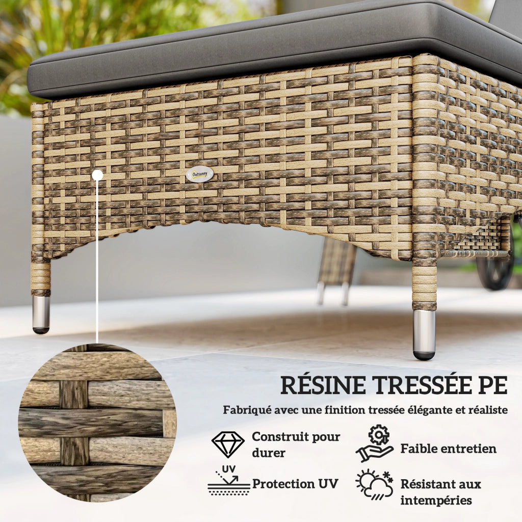 Set 2 Lettini Bagnosole con Materasso e Tavolino ¨C zephmum ¨C Grigio Scuro