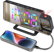 Bedwekker Digitale con Proiettore e Illuminazione LED - Rotativo, Regolazione di Luminosità, Funzione di Stand-by e Ricarica Tipo C