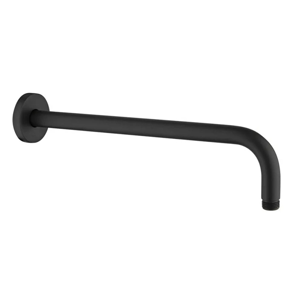 Set doccia nero opaco con braccio 35cm, soffione 25cm e miscelatore linea Flat